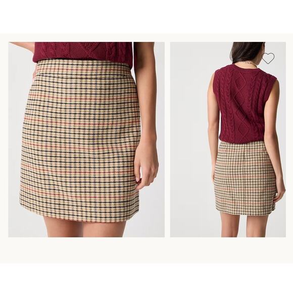 NWT J. Crew Factory Wool Blend Plaid Mini Skirt SZ 24 - Picture 2 of 9